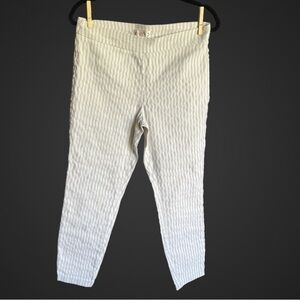 3/$20 Nanette Lepore cropped stripped linen blend.pant sz 8 tan cream Lagenlook